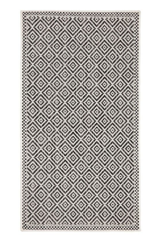 Black and White Diamond Outdoor Rug Large Polypropylene Rug Designer Patio Rug