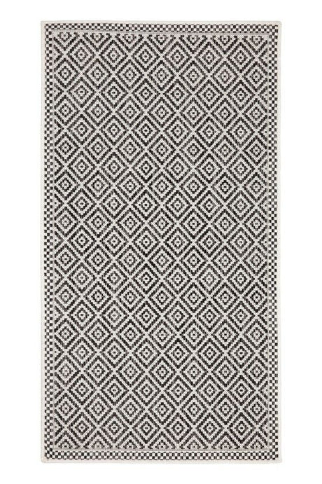 Black and White Diamond Outdoor Rug Large Polypropylene Rug Designer Patio Rug