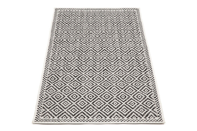 Black and White Diamond Outdoor Rug Large Polypropylene Rug Designer Patio Rug