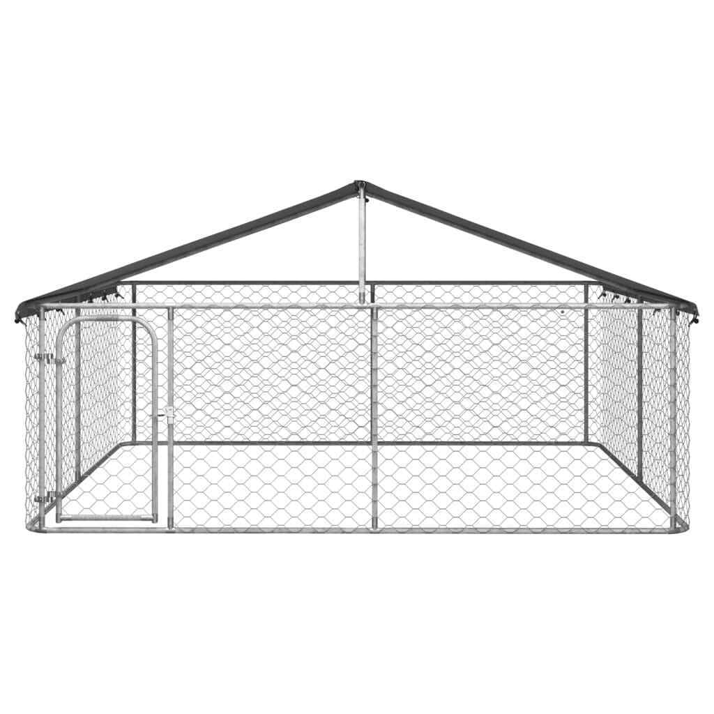 Large Dog Pen House Kennel Run Cage Galvanized Steel Outdoor Enclosed Roof 3x3 m