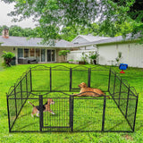 16/8 Panel Pet Playpen Heavy-duty Dog Cage w/ Lockable Door Exercise Fence Large