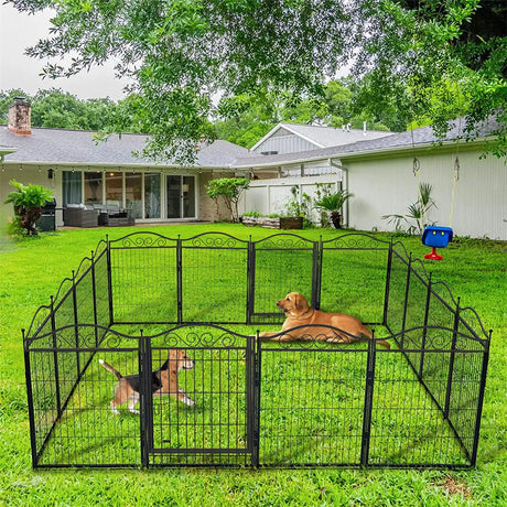 16/8 Panel Pet Playpen Heavy-duty Dog Cage w/ Lockable Door Exercise Fence Large