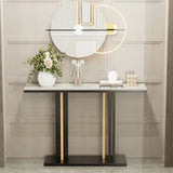 Console Table Hall Side Entry Display White Desk Narrow Long Marble Tabletop