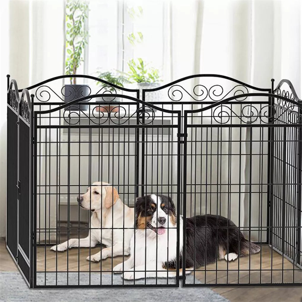 16/8 Panel Pet Playpen Heavy-duty Dog Cage w/ Lockable Door Exercise Fence Large