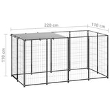 Outdoor Dog Kennel With Roof Steel Garden Yard Puppy Pet Cage Run Play Pen Black