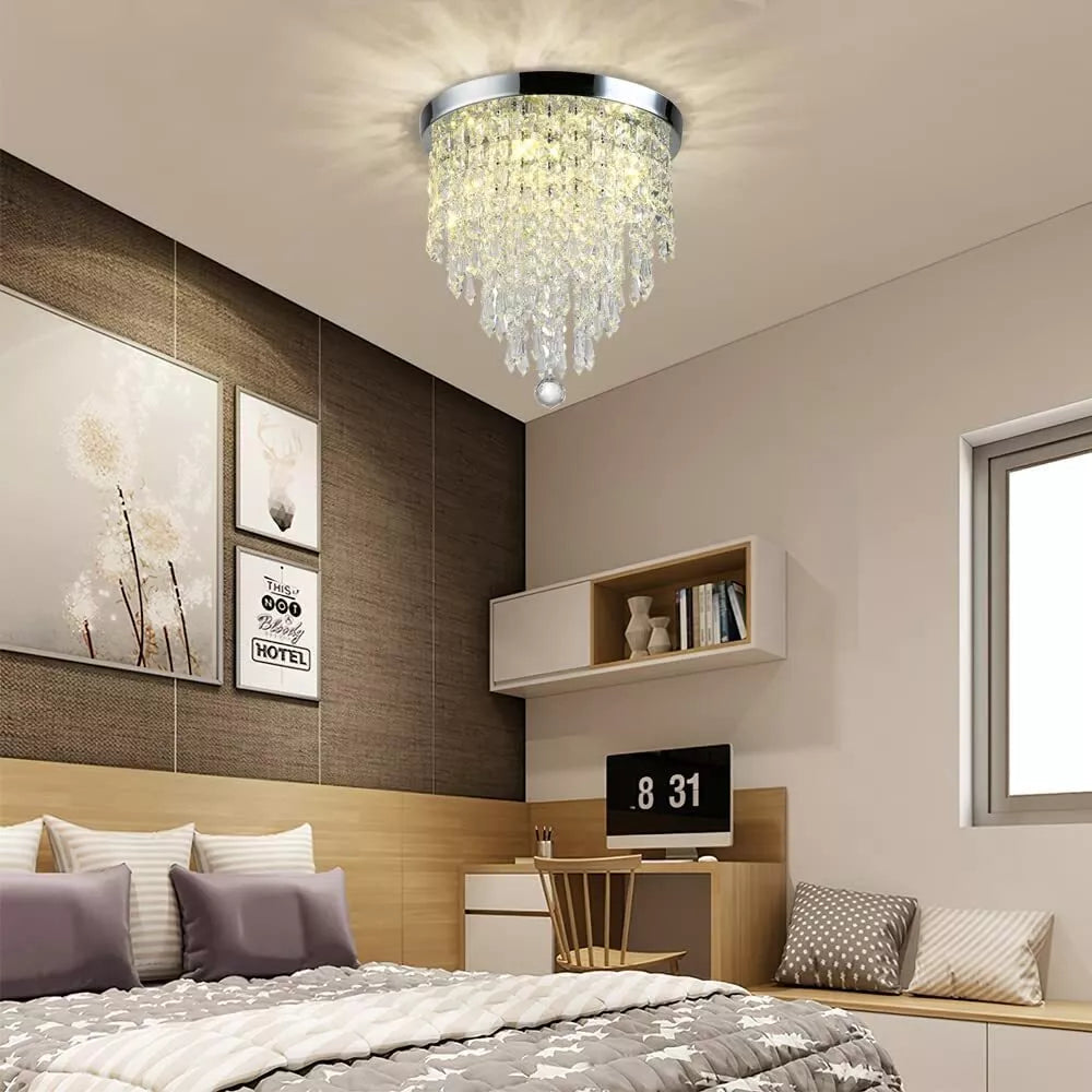 Modern Luxury Crystal Chandelier Ceiling Lamp Pendent Light Acrylic Bead Bedroom