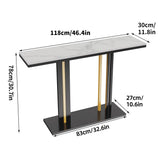 Console Table Hall Side Entry Display White Desk Narrow Long Marble Tabletop