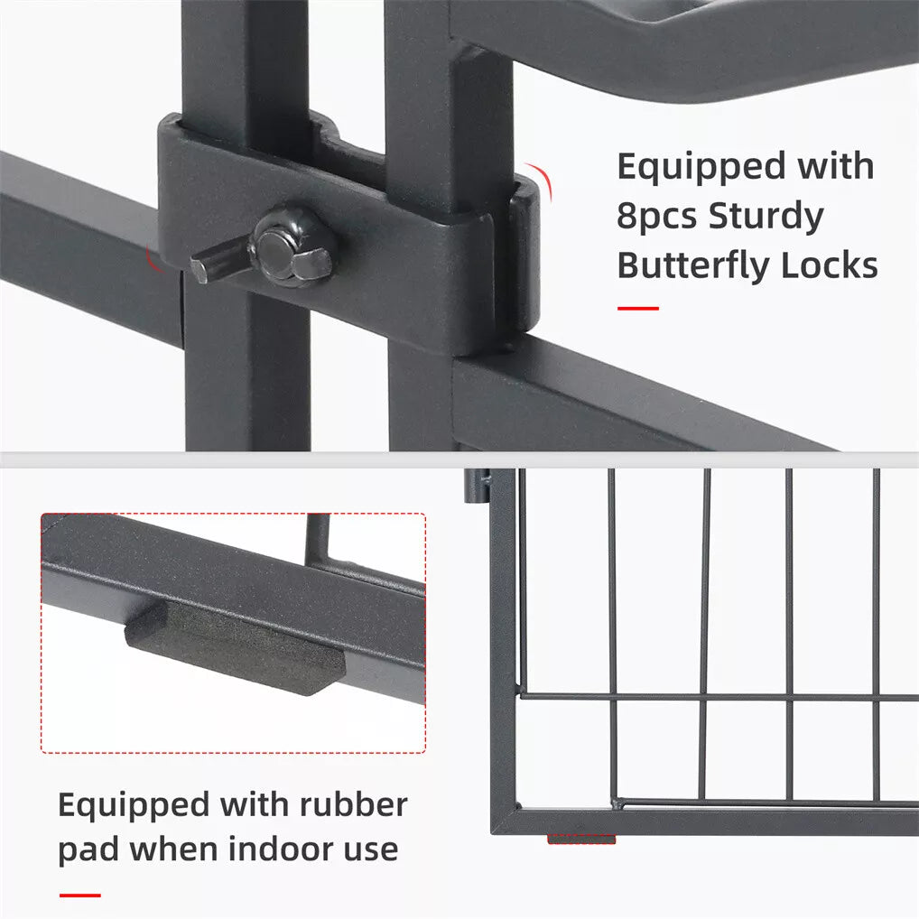 16/8 Panel Pet Playpen Heavy-duty Dog Cage w/ Lockable Door Exercise Fence Large