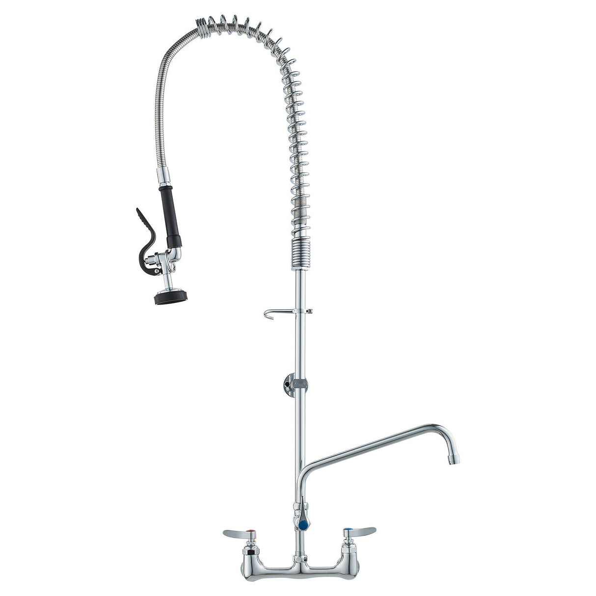 Commercial Wall Mount Kitchen Sink Faucet Pre-Rinse Sprayer 44" Height