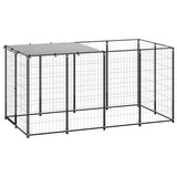 Outdoor Dog Kennel With Roof Steel Garden Yard Puppy Pet Cage Run Play Pen Black