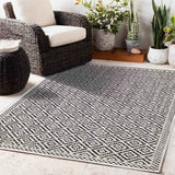 Black and White Diamond Outdoor Rug Large Polypropylene Rug Designer Patio Rug