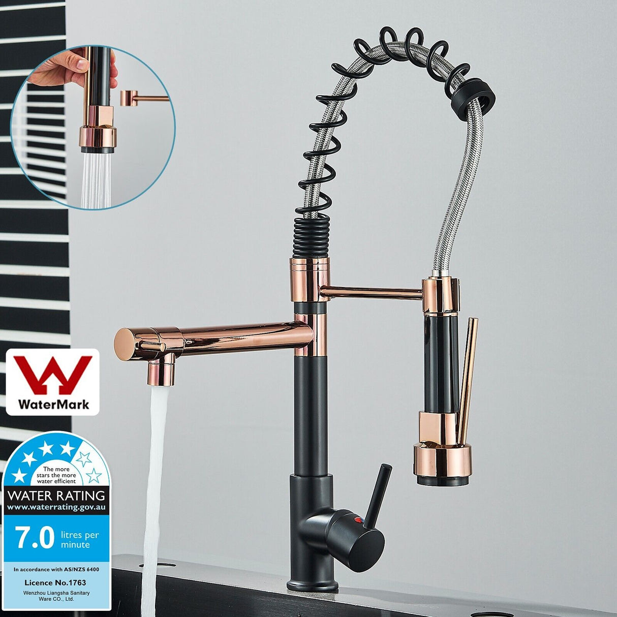 Modern Brass Kitchen Mixer Taps Sink Faucet Pull Out Laundry Swivel Tap