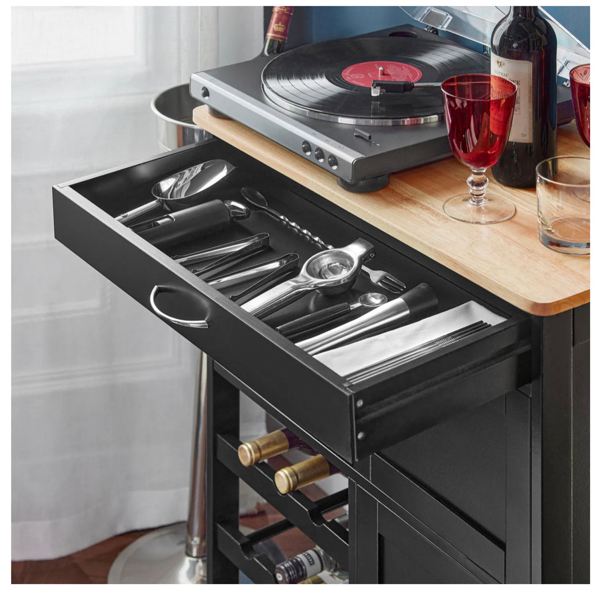 Kitchen Trolley Mobile Kitchen Island Wine Rack Storage Trolley