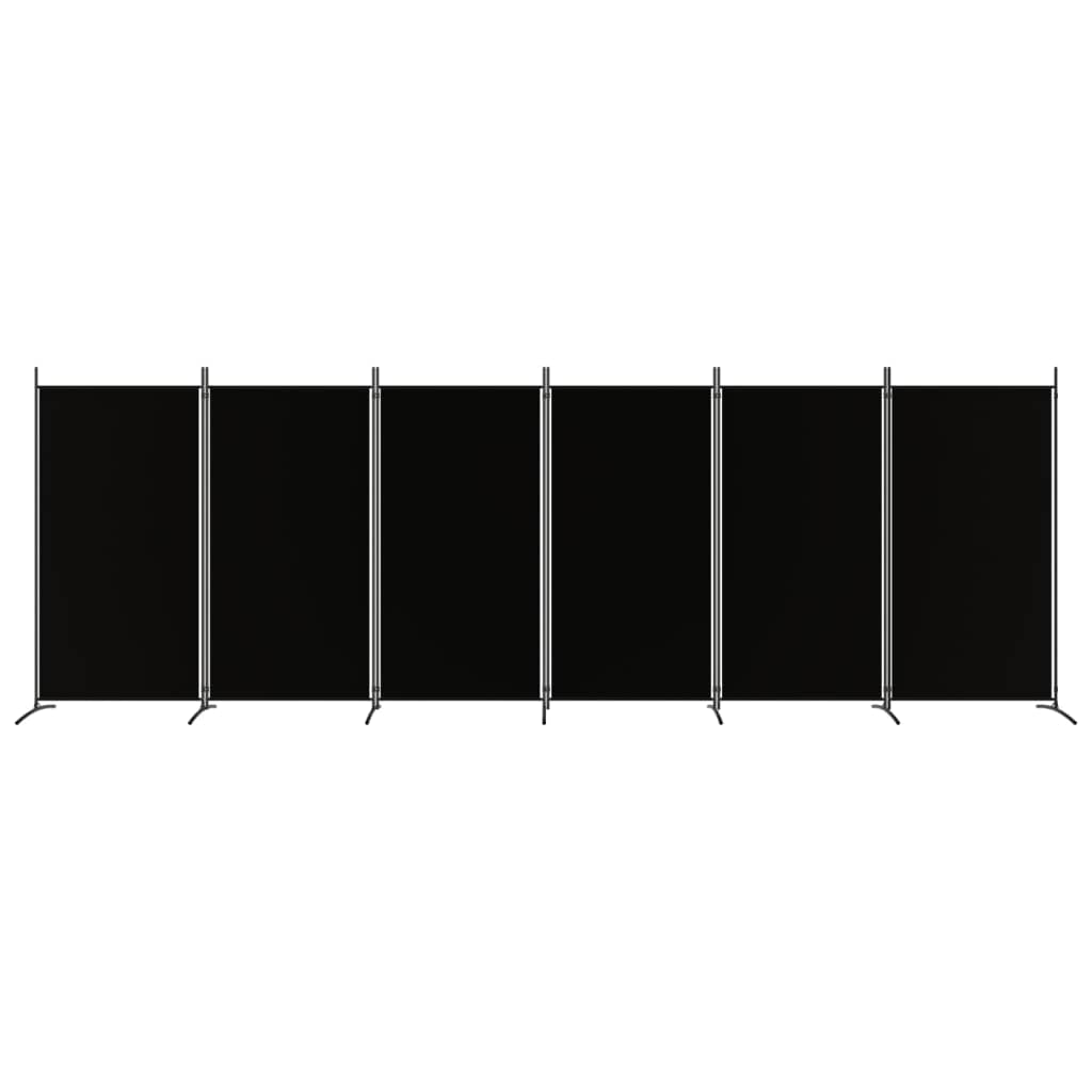 6-Panel Room Divider Living Room Bedroom Partition Privacy Protection Screen Room Separator Folding Dressing Wall Black Fabric