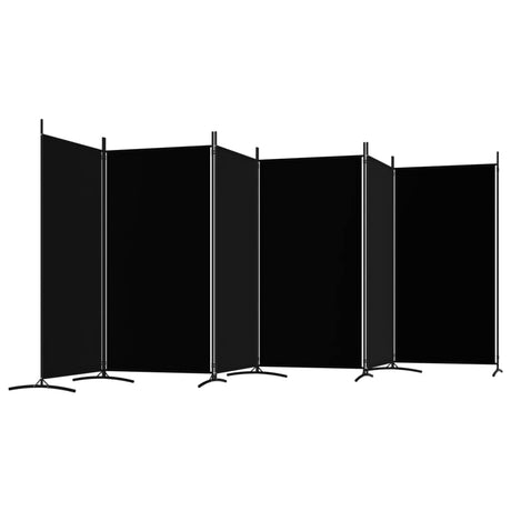 6-Panel Room Divider Living Room Bedroom Partition Privacy Protection Screen Room Separator Folding Dressing Wall Black Fabric