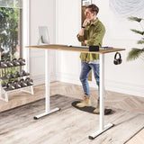 140 x 70cm Large Electric Standing Desk, Height Adjustable Sit to Stand Desk, Metal Frame & Powerful Motor, Button Controller, Headphone Hook, Ergonomic Standing Workstation