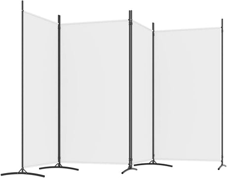 4-Panel Room Divider Living Room Bedroom Partition Privacy Protection Screen Room Separator Folding Dressing Wall White Fabric