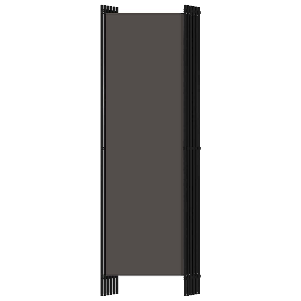 Freestanding 6-Panel Room Divider in Anthracite - Industrial, Modern Style Fabric Screen with Powder-Coated Iron Frame - 300x180 cm