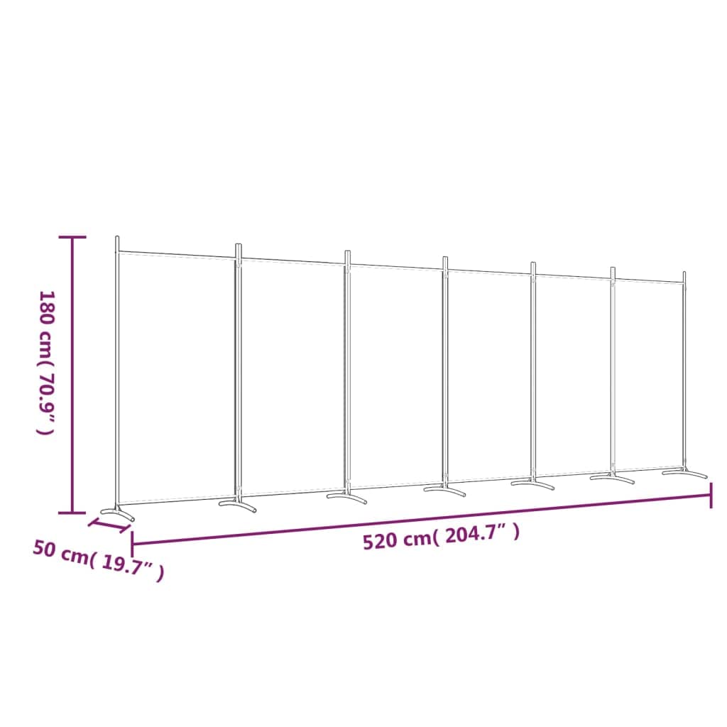 6-Panel Room Divider Living Room Bedroom Partition Privacy Protection Screen Room Separator Folding Dressing Wall Black Fabric