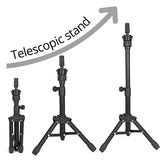 Mini Wig Stand Tripod with Head Adjustable Mannequin Head Stand Wig Head Stand Wig Tripod Stand for Cosmetology Hairdressing Training(25 Inch,Black)