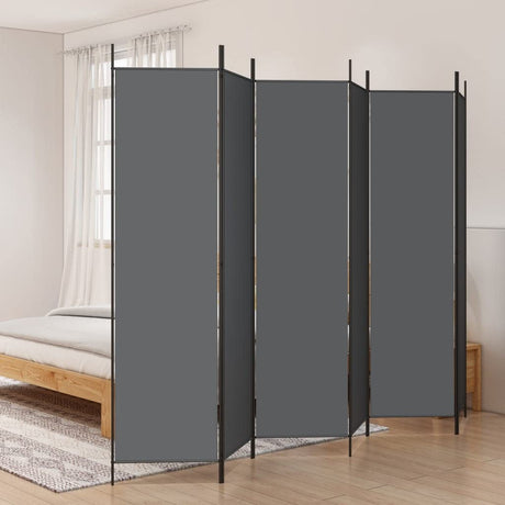 6-Panel Room Divider Living Room Bedroom Partition Privacy Protection Screen Room Separator Folding Dressing Wall Anthracite Fabric