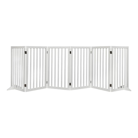 Wooden Pet Gate Dog Fence Retractable Safety Stair Barrier Security Door (White Large-282cm x 80cm x 1.8cm)