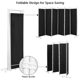 6 Panel Room Divider, 300x180CM Folding Privacy Screen with Steel Frame & Fabric Surface, Standing Wall Separator, Home Office Partition for Bedroom, Living Room, Restaurant