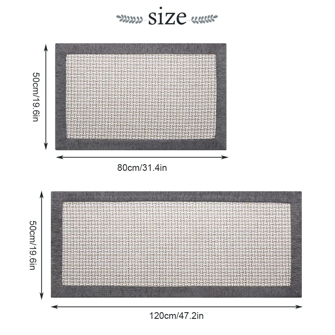 Kitchen Rugs and Mats Non Skid Washable, Absorbent Rug for Kitchen, Large Kitchen Floor Mats for in Front of Sink (Gray, 2PCS-(50x80cm+50x120cm))