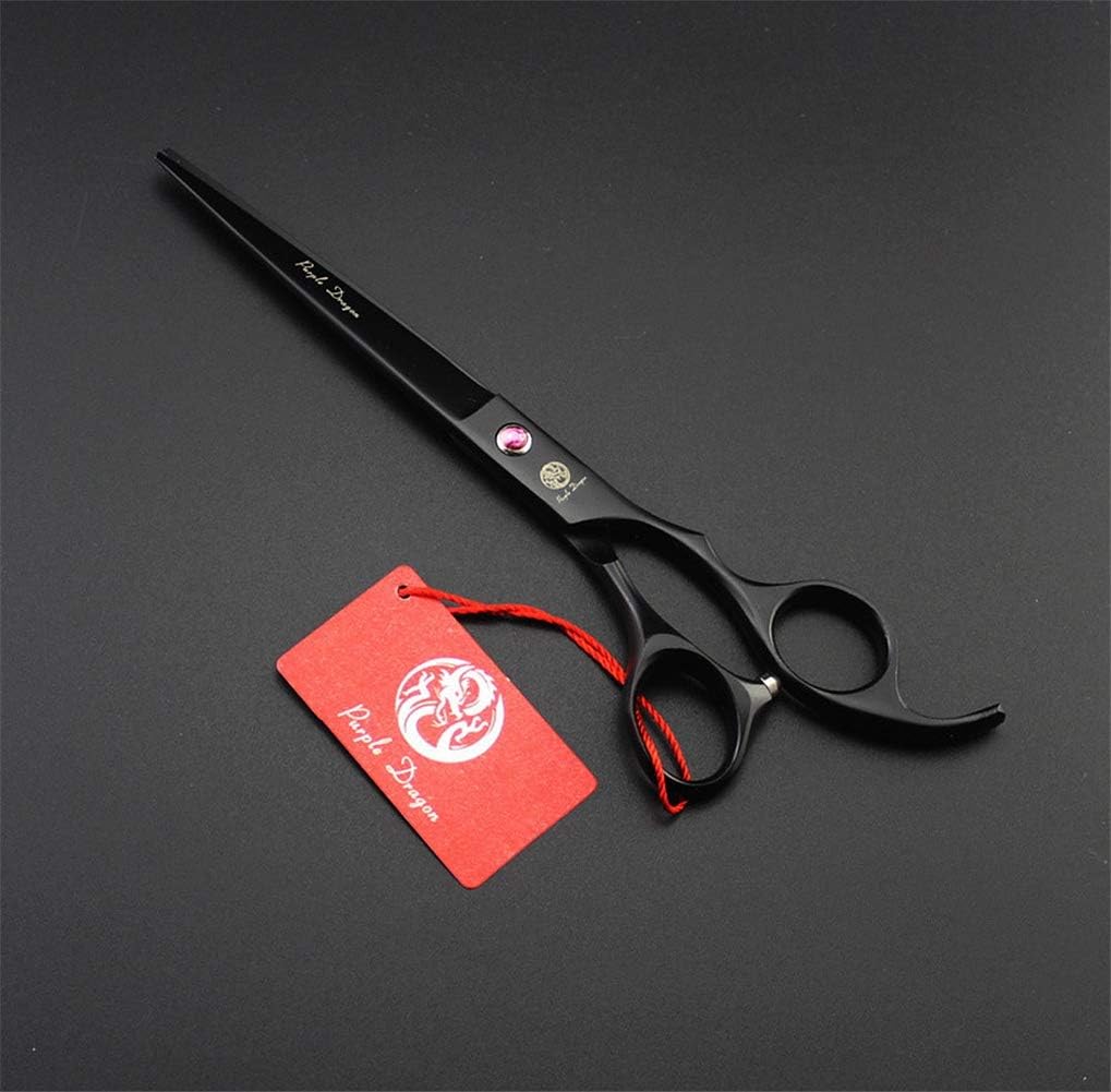 Professional 7.0 inch 4PCS Pet Grooming Scissors Kit Japan Premium Steel Straight & Curved & Thinning Blade Dog Hair Cutting Shears Set with Case (Matte Black)