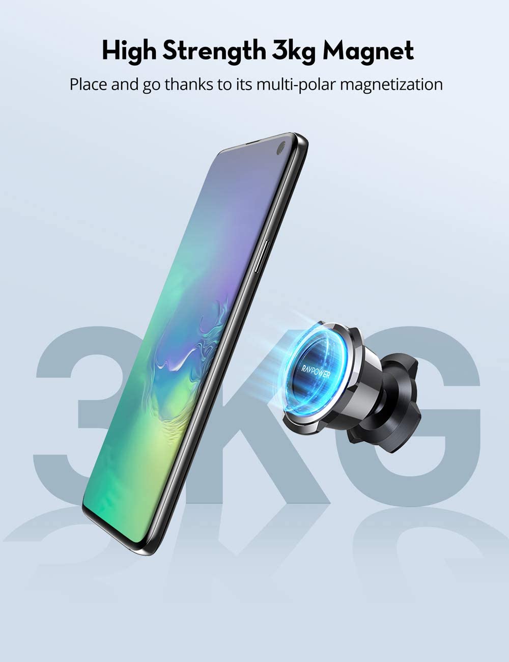 Magnetic Phone Car Mount, Phone Holder for Car, Car Cellphone Holder, Magnetic Mount, Compatible with iPhone 11 Pro XS Max XR X 8 7 Plus Galaxy S10 S9, Note 10, LG G8 Thinq, Pixel 3 XL