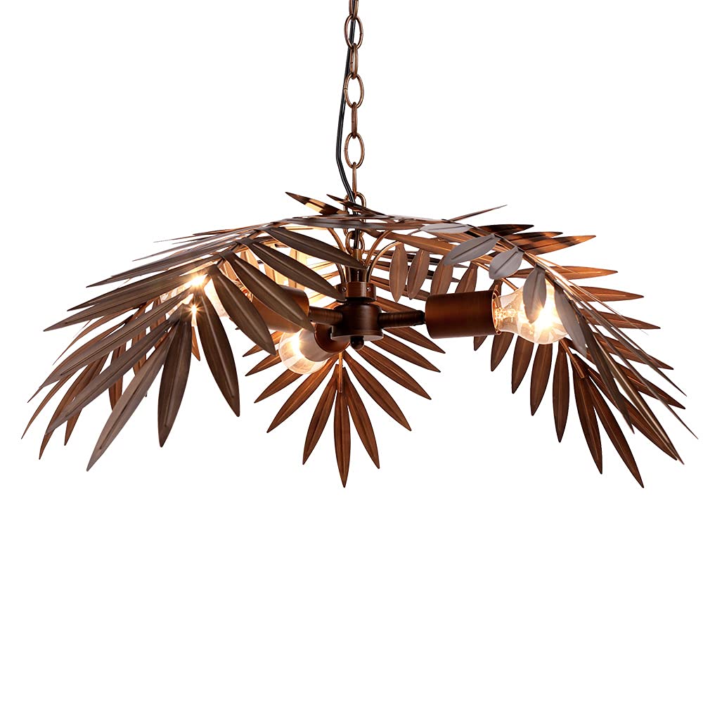 Vintage Tropical Coconut Leaves Chandelier Unique Rustic Tree Lights Living Room Dining Room Bedroom Kitchen Ceiling Lights (PYZS1)