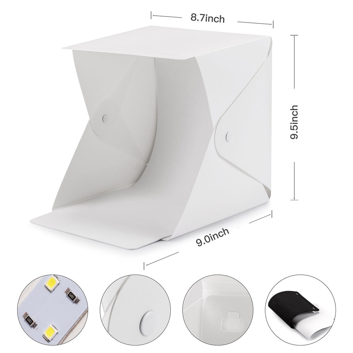 Folding Photo Studio Kit Box with LED Light for Photographing Shooting Tent for Small Size Itemsv