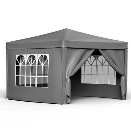 Gazebo Outdoor Camping Wedding Tent Side w/Wall & Window Folding Canopy