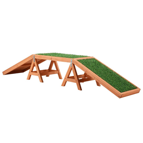 Pet Scene Wooden Pet Ramp Dog Agility Equipment Outdoor Puppy Obedience Training Sports Obstacle Exercise Outdoor Play Artificial Grass