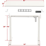 Small Electric Height Adjustable Sit Stand Desk with Hanging Hooks and Cable Management, 40 x 22 Inches, White Frame and White Top