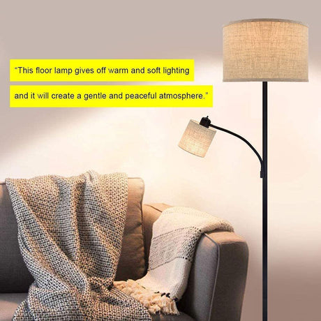 LED Floor Lamp for Reading, Standing Lamp with Adjustable Side Light