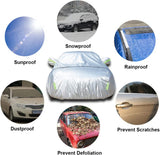 6 Layers Car Cover Waterproof All Weather, Outdoor Car Covers for Automobiles with Zipper Door, Hail UV Snow Wind Protection, Universal Full Car Cover