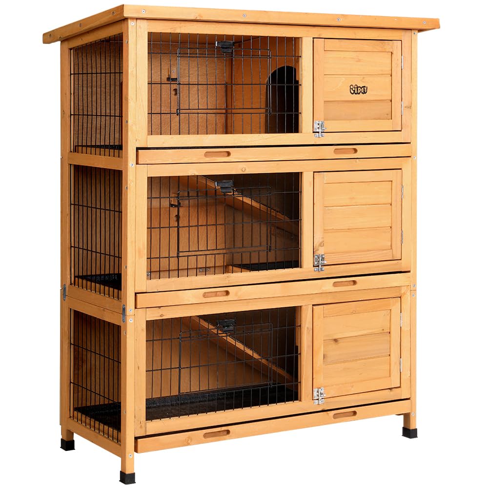 Chicken Coop Rabbit Hutch Large Pet House Run Cage Wooden 91.5cm x 46cm x 116.5cm Walk in Door Guinea Pig Ferret Bunny Chook Hen Feeder Metal Roof Outdoor Weatherproof Nesting Box Farm