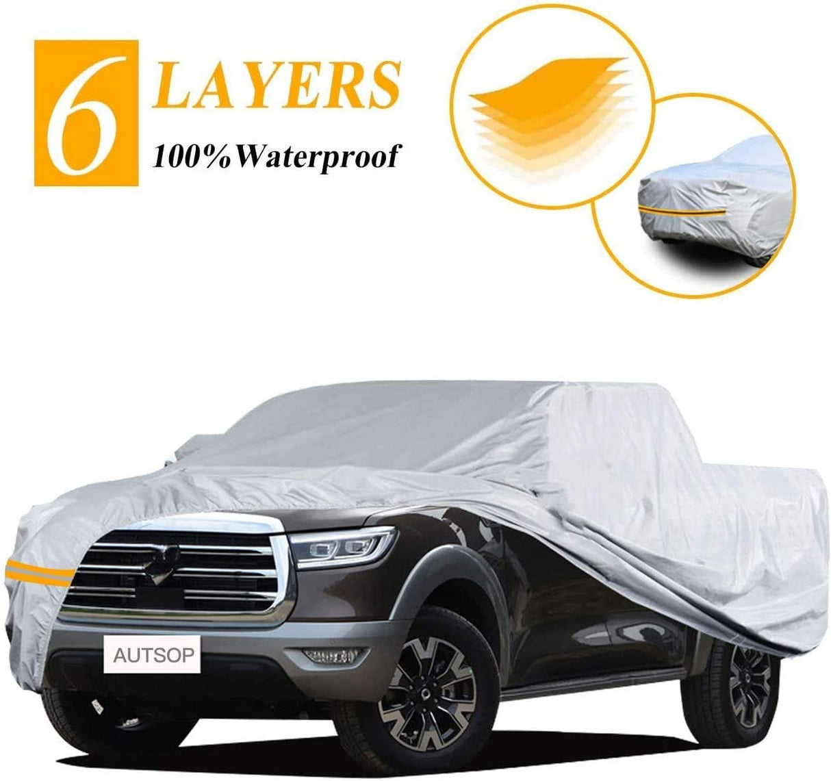 Car Cover Waterproof all Weather, 6-Layers Car Covers for Automobiles Snowproof Sunproof Dustproof Windproof Hail Protection Outdoor, Full Exterior Covers with Cotton, Universal Fit