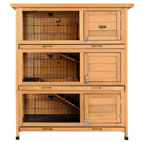 Chicken Coop Rabbit Hutch Large Pet House Run Cage Wooden 91.5cm x 46cm x 116.5cm Walk in Door Guinea Pig Ferret Bunny Chook Hen Feeder Metal Roof Outdoor Weatherproof Nesting Box Farm