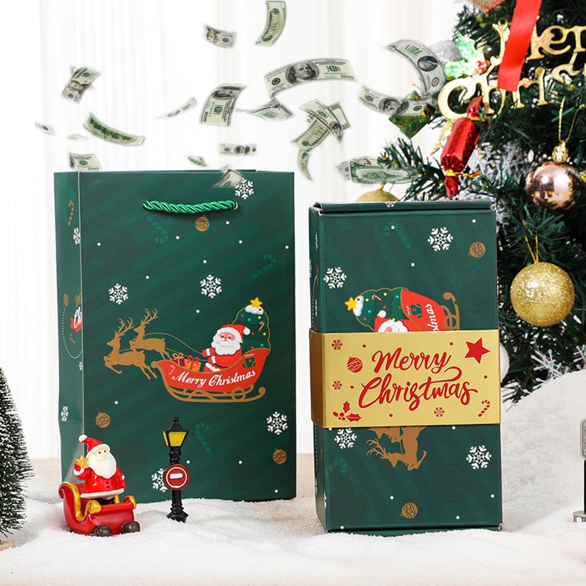 Christmas Surprise gift box - Surprise Gift Box Set, New Merry Christmas Surprise Gift Box Explosion for Money, Funny Box