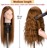 Beauty Star-Mannequin Head with 80% Real Human Hair, Mannequin Head with hair, Manikin Doll Head for Hair Styling with Table Clamp Holder + DIY Hair Styling Braid Set, Cosmetology Makeup Hairdressing Training Head ( Long 23.5inch, Light Brown )