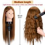 Beauty Star-Mannequin Head with 80% Real Human Hair, Mannequin Head with hair, Manikin Doll Head for Hair Styling with Table Clamp Holder + DIY Hair Styling Braid Set, Cosmetology Makeup Hairdressing Training Head ( Long 23.5inch, Light Brown )