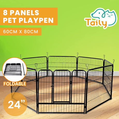 Playpen 8 Panel Pet Cage Puppy Pen Enclosure Fence Exercise Foldable Metal Play Yard