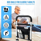 Bed Rails for Elderly Adults for Adjustable Bed, Bed Assist Rail with Built-in Motion Light & Bed Alarm, Bed Guard Rails for King/Queen/Full/Twin Size Bed, Adjustable Heights & Storage Pocket