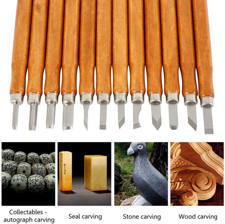 12Pcs Wood Carving Set, SK5 Carbon Steel Sculpting Knife Kit for Beginners & Professions Wood Carving Tool with Whetstone and Storage Bag