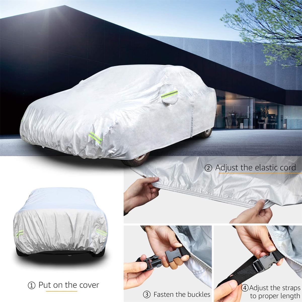 Car Cover Fit for SUVs Up to 190" Car Cover, Full Exterior Covers Waterproof All Weather Car Covers for Automobiles Dupont Oxford Car Covers UV Protection Full Exterior Covers