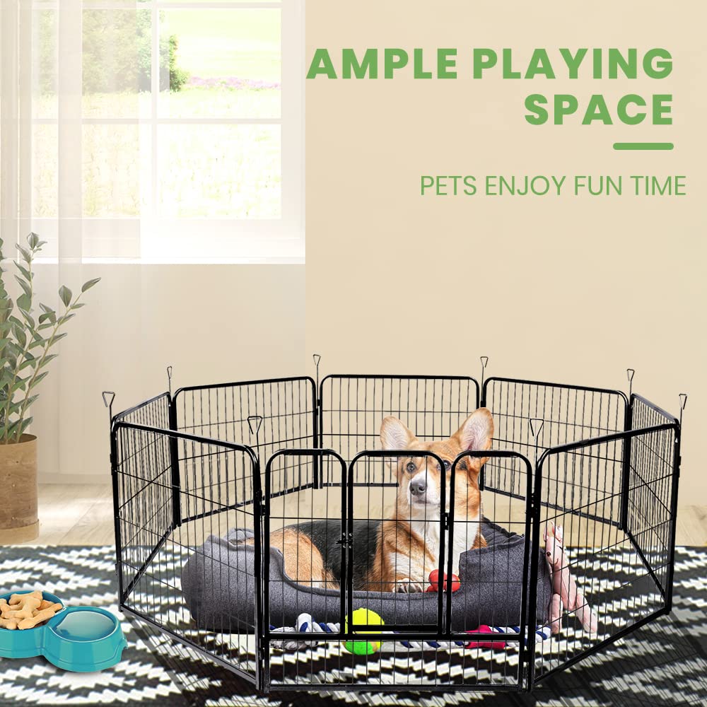 Playpen 8 Panel Pet Cage Puppy Pen Enclosure Fence Exercise Foldable Metal Play Yard