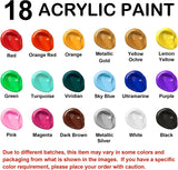 Acrylic Paint, Shuttle Art 18 Colours Acrylic Paint Bottle Set (240ml/8.12oz), Rich Pigmented Acrylic Paints, Bulk Painting Supplies for Artists, Beginners and Kids on Rocks Crafts Canvas Wood Ceramic