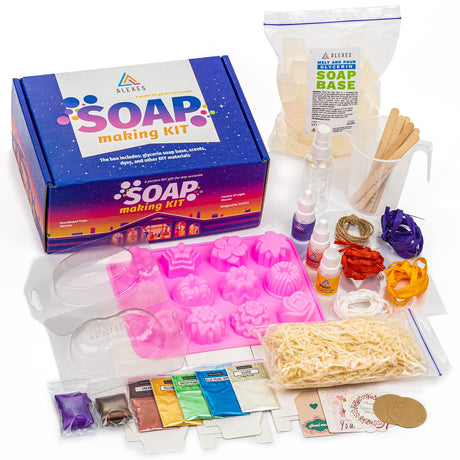 Soap Making Kit - Make Your Own Soap Kit - DIY Soap Making Supplies Kit for Adults - 1.1 lb Glycerin Soap Base - Soap Making Kit for Beginners - Handmade Soap Kit